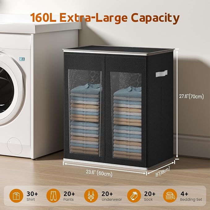 Laundry Hamper with Lid 160L Laundry Basket - Image 3