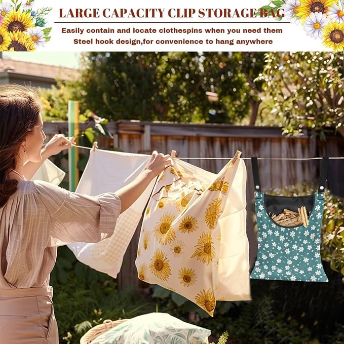 Clothes Pin Hanging Bag with Large Opening, Lightweight Hanging Laundry Bag - Image 5