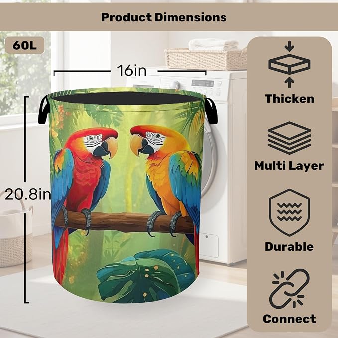 Tropical Parrot Foldable Laundry Hamper - Image 2