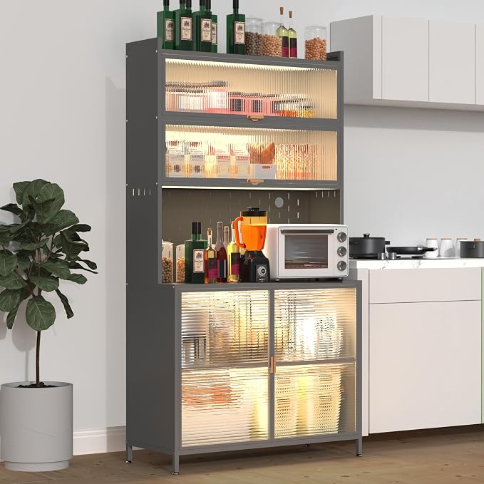73" H Kitchen Pantry Cabinet, 6-Tier Flip Door Storage Cabinet - Image 2
