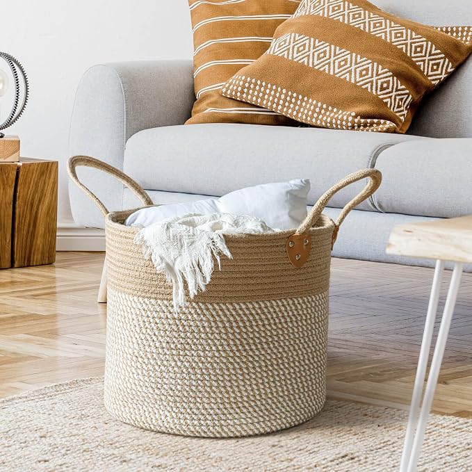 CHICVITA Large Wicker Jute Woven Storage Basket - Image 2