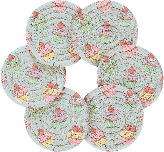 Kawaii Cupcakes Coasters Set of 6 - Image 2
