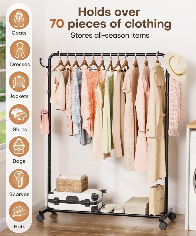 Homde Heavy Duty Clothes Rack: 120lb Standing Garment Storage - Image 5