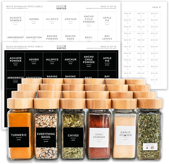 Square Spice Jar Labels Stickers, 374 Preprinted Waterproof Spice Labels - Image 2