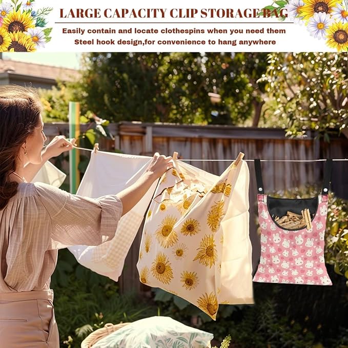 Clothespin Bag for Outdoor Laundry Clothesline and Clothes Pin Holder - Image 5