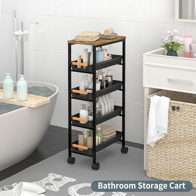 5 Tier Slim Rolling Utility Cart - Image 6