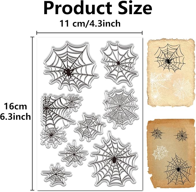 CRASPIRE Web Rubber Stamp Halloween Web Retro Reusable Background Postmark - Image 2