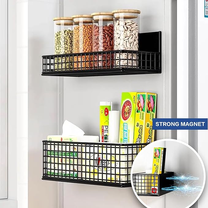 Magnetic Basket Fridge Large Magnetic Pen Holder Whiteboard Metal Wire Basket - Image 5
