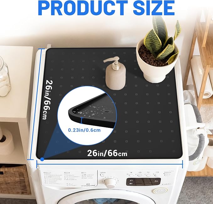 1 Pack 26" x 26" Washer and Dryer Topper, Silicone Washer Dryer Countertop - Image 2