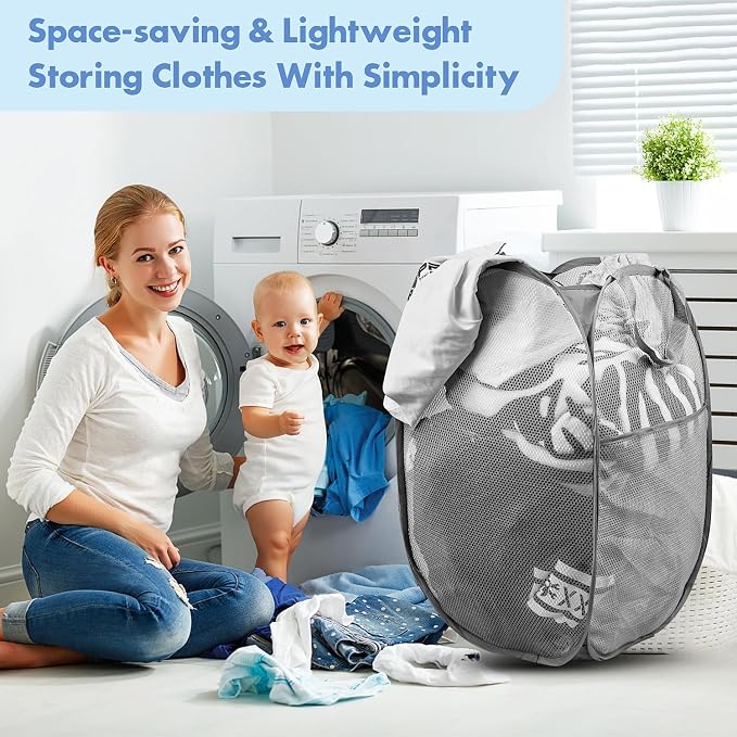 DUCOO Pop Up Hamper, Foldable Mesh Laundry Basket - Image 7