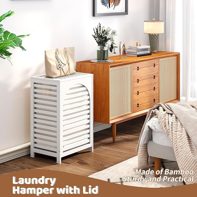 FILWH Laundry Hamper with Lid Large Bamboo Laundry Bin Basket 85L Clothes - Image 5