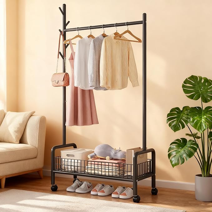 Clothes Rack with Storage Shelves, Heavy - Image 5