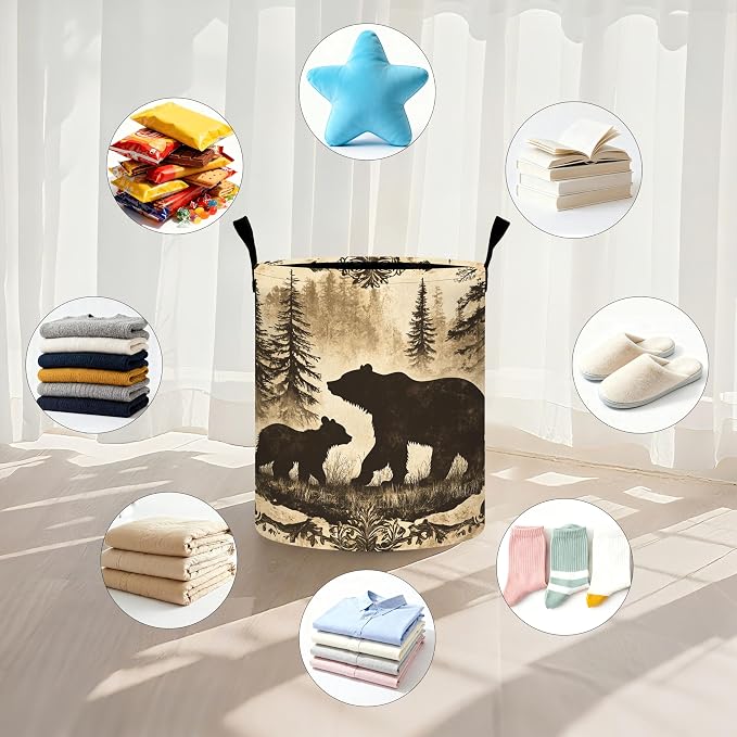 Bear Laundry Basket Storage Bin Foldable Laundry Hamper Clothes Storage Bucket - Image 5