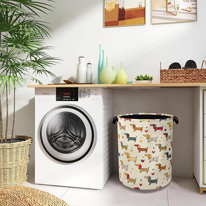 Cute Dachshund Dog Laundry Basket, Foldable - Image 8