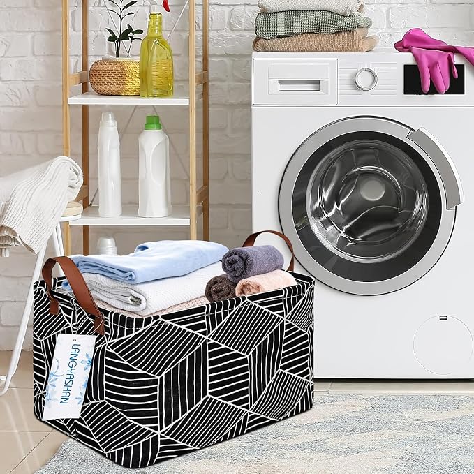 LANGYASHAN Rectangular Storage Bin Collapse Canvas Fabric Cartoon Storage Basket - Image 6