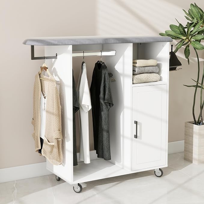 Rolling Ironing Board with Storage Cabinet, Tabletop Ironing Board - Image 7