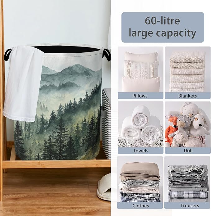 Mountains Forests Laundry Hamper, Dirty Clothes Laundry Basket - Image 6