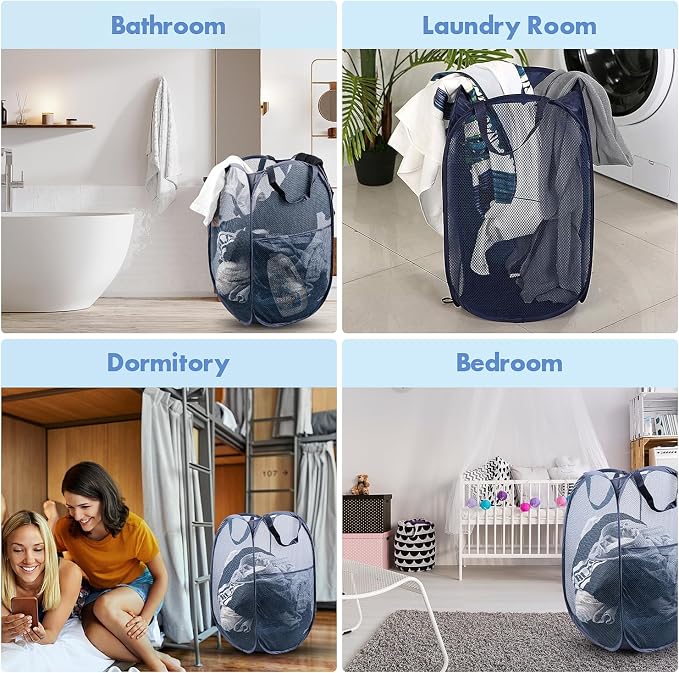 DUCOO Pop Up Hamper, Foldable Mesh Laundry Basket - Image 6