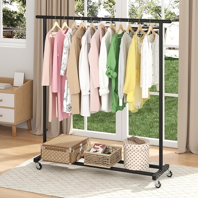Buzowruil Metal Rolling Clothing Rack Adjustable Freestanding Garment Organizer - Image 4
