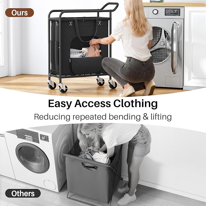 Laundry Basket with Wheels, 150L Large Rolling Laundry Hamper, Heavy-Duty - Image 3