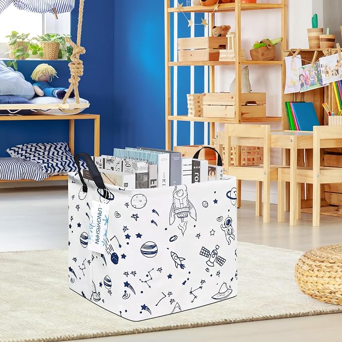 LANGYASHAN Square Storage Baskets Waterproof Canvas Children Laundry Nursery - Image 6