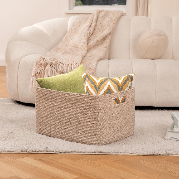 OIAHOMY 75L Large Woven Cotton Rope Storage Basket - Image 2