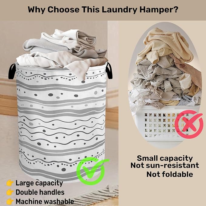 Grey Lines Laundry Basket - Image 3