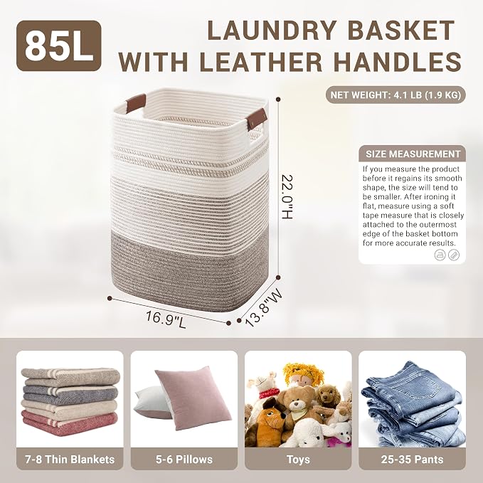 85L Tall Laundry Hamper with Handles - Image 2