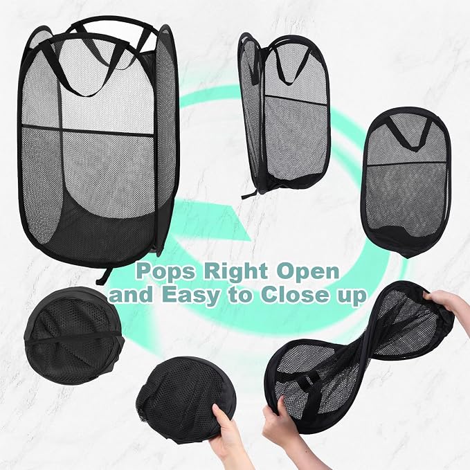 4PCS Pop up Laundry Hamper, Collapsible Mesh Laundry Baskets, Large Pop up - Image 5