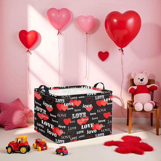 Rectangular Valentines Basket for Home Kitchen Girls Cute Kids Storage Bin - Image 6