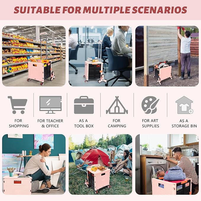 FELICON SELORSS Folding Utility Cart Portable Rolling Crate Handcart - Image 5