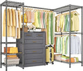 E10L L-Shaped Clothes Rack for Corner（With Expandable Hanger Rod）Heavy Duty by UlifHome