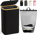 100L Laundry Hamper with Lid, Large Laundry Basket with Bamboo Handles by Bathola