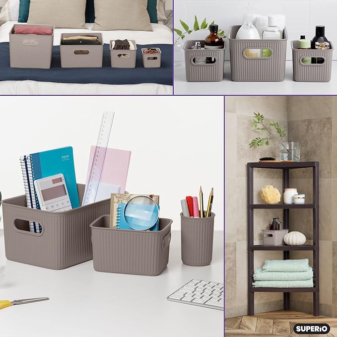 Superio Decorative Plastic Basket Open Home Storage Bins Organizer Baskets - Image 8