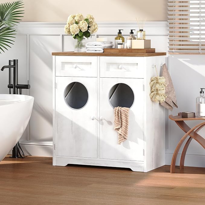 HOOBRO Double Laundry Hamper Cabinet, Hidden Laundry Cabinet - Image 8