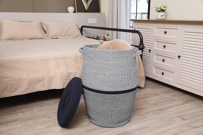 26" x 20" Handcrafted Tall Cotton Rope Basket - Image 6