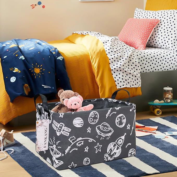FANKANG Storage Basket, Nursery Hamper Canvas Laundry Basket Foldable - Image 3