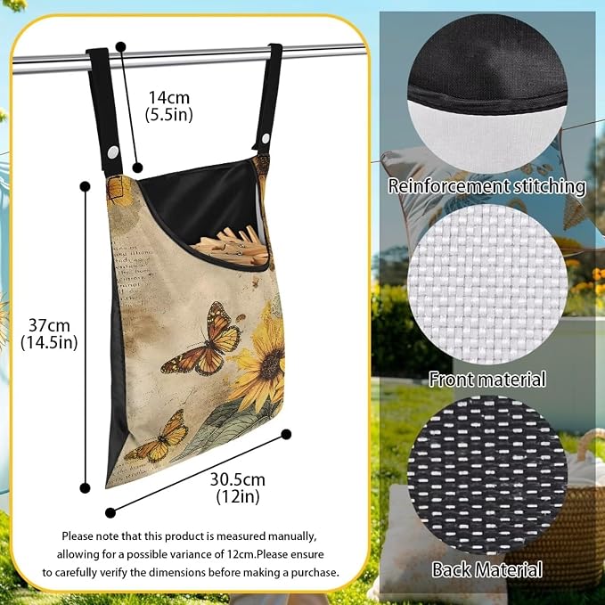 Sunflower Clothespin Bag Laundry Hanging Storage Organizer Clothes Pin Hanging - Image 6