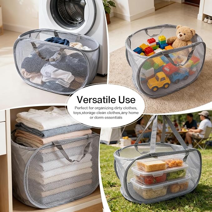 Pop Up Laundry Hamper, Large Collapsible Clothes Basket - Image 6