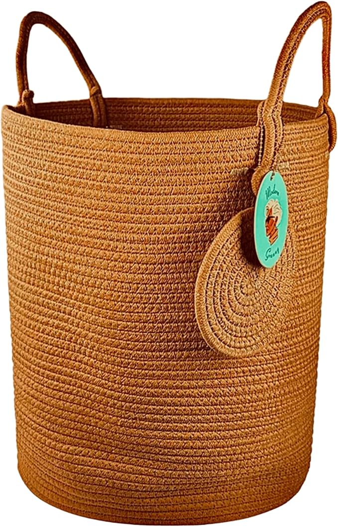 Modern Granny Large Cotton Rope Laundry Hamper 15x20 Inch Dual Secure Woven - Image 2