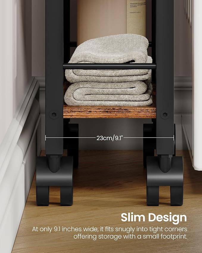 4-Tier Slim Storage Cart, 9.1'' Kitchen Serving Trolley, Slim Rolling Cart - Image 7