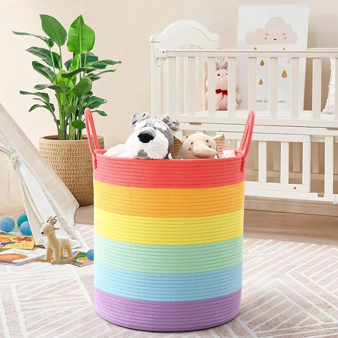Laundry Hamper for Organizing, 52L Tall Laundry Baskets, Cotton Rope Woven - Image 2