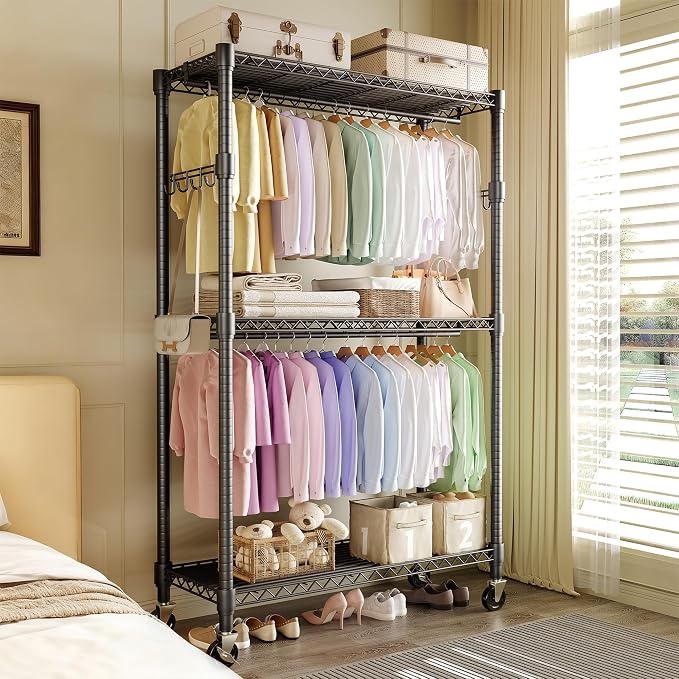 Rolling Clothes Rack, Portable Wire Rack - Image 9