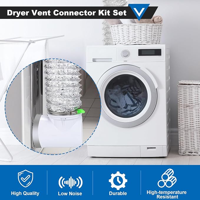 90 Degree Dryer Vent Elbow, Space Saving Connector Kit Clothes Dryers Duct Pipe - Image 3