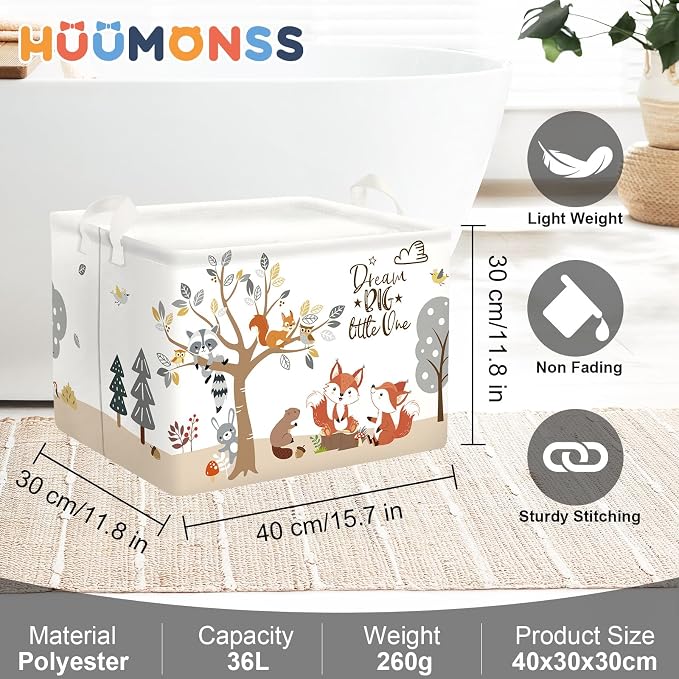 Forest Animals Laundry Hamper Woodland Tree Large Storage Basket Parents - Image 6