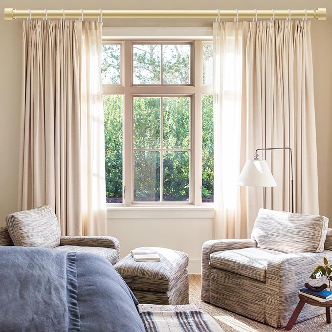 Gold Long Curtain Rod for Windows 72 to 144 Inch, Heavy Duty 1" Diameter - Image 2