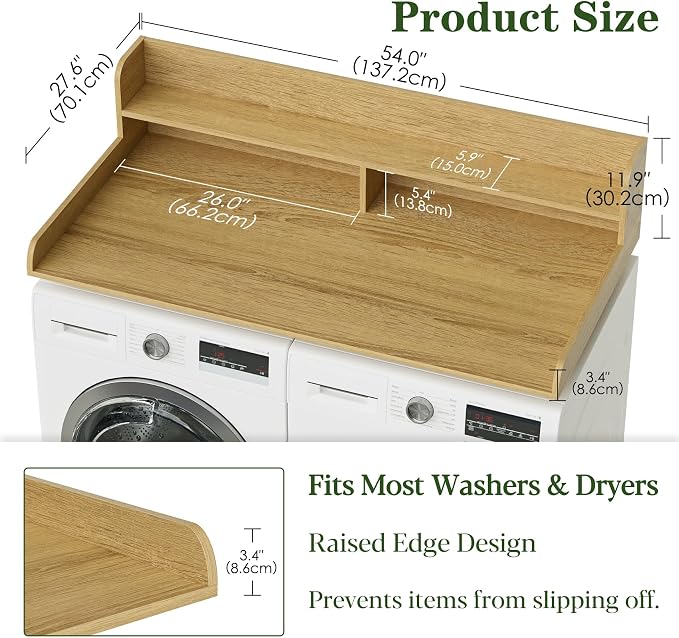 2-Tier Washer Dryer Countertop, Laundry Room Organization and Storage, 27.6" x - Image 2