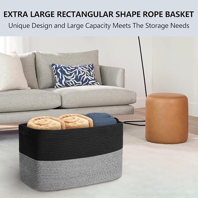 Extra Large Storage Baskets, Rectangle Woven Basket - Image 3