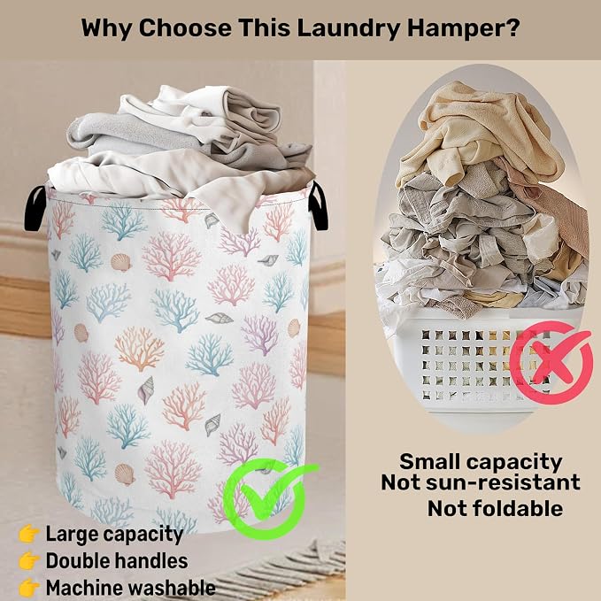 Starfish Coral Foldable Laundry Hamper - Image 3