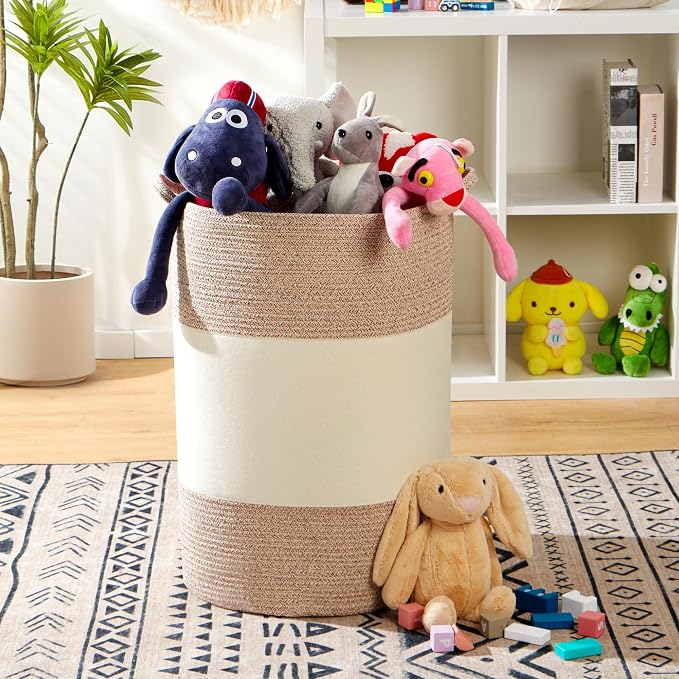 90L Jumbo Woven Laundry Hamper, Tall Baby Nursery Hamper - Image 5